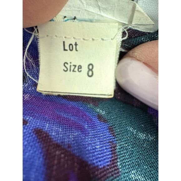 Vintage Patty ONeil Midi Dress 8 Dark Floral Paisley Purple High Neck Whimsigoth - Picture 12 of 14